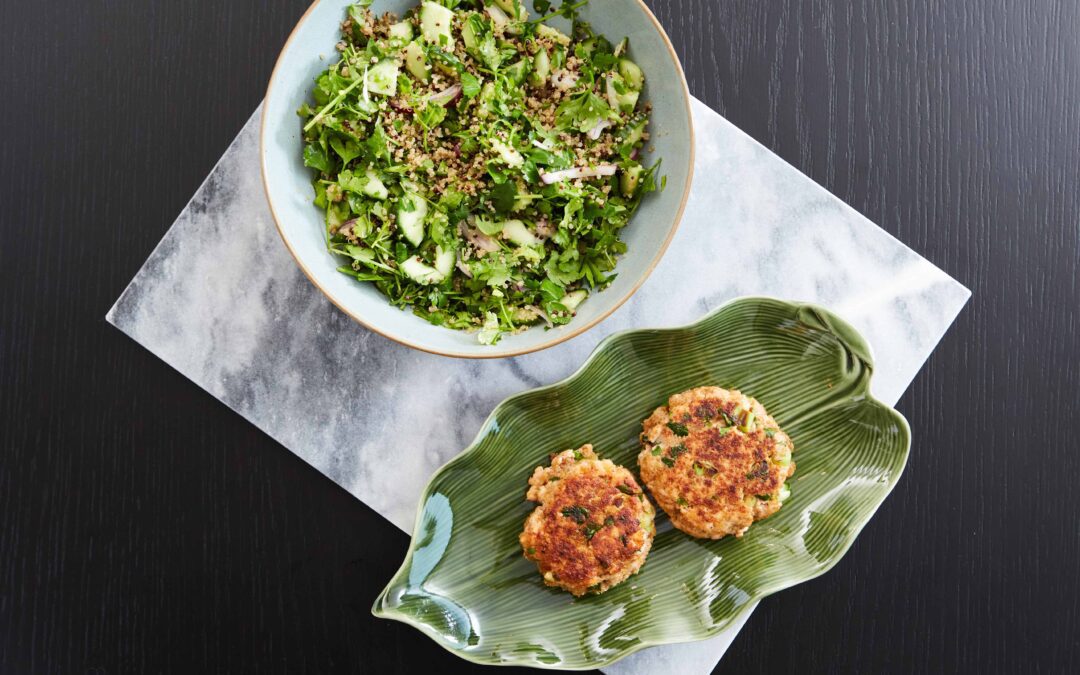 Salmon Burgers with Tabbouleh Salad