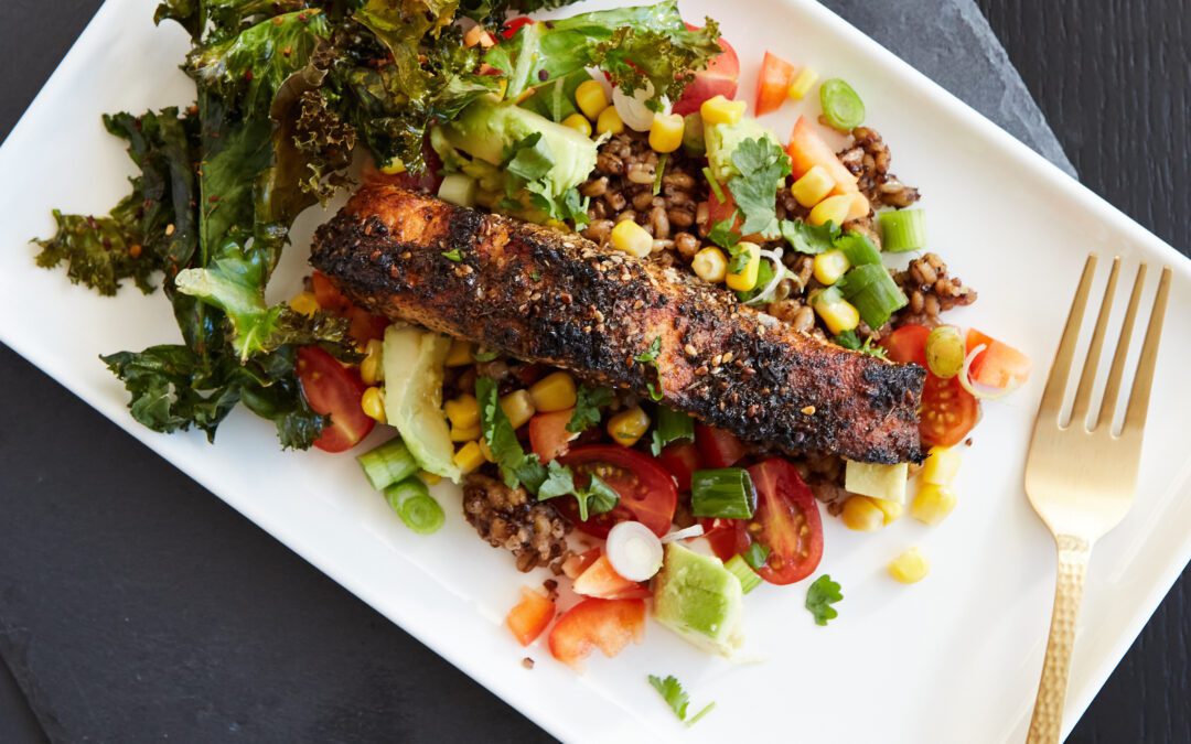 Zaatar Salmon with Rainbow Quinoa