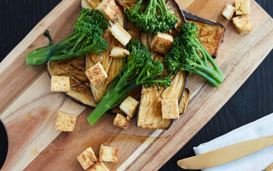 Miso Aubergine with Tofu and Broccoli