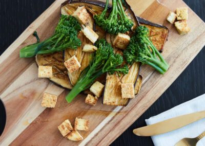 Miso Aubergine with Tofu and Broccoli