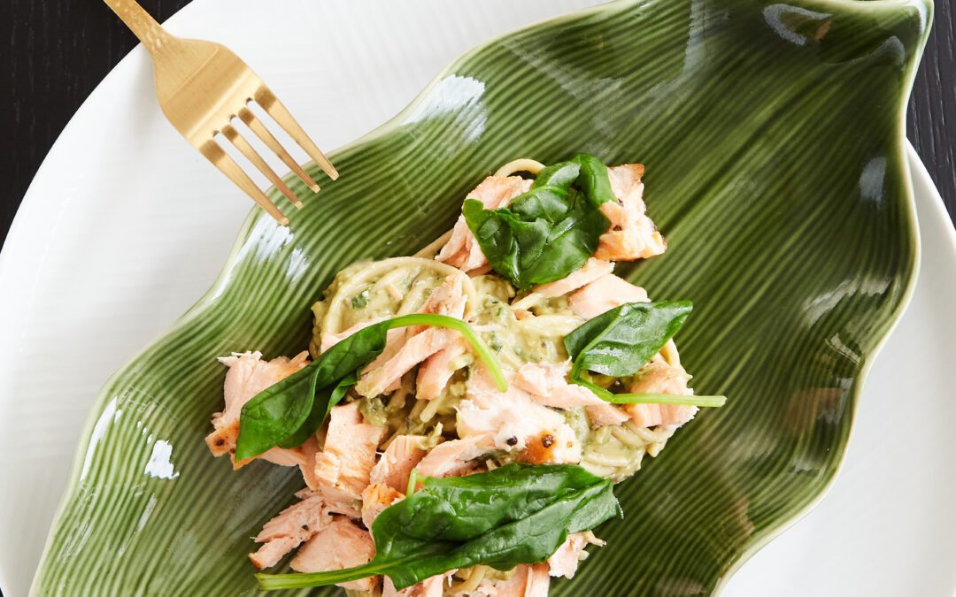 Salmon and Avocado Pesto Pasta