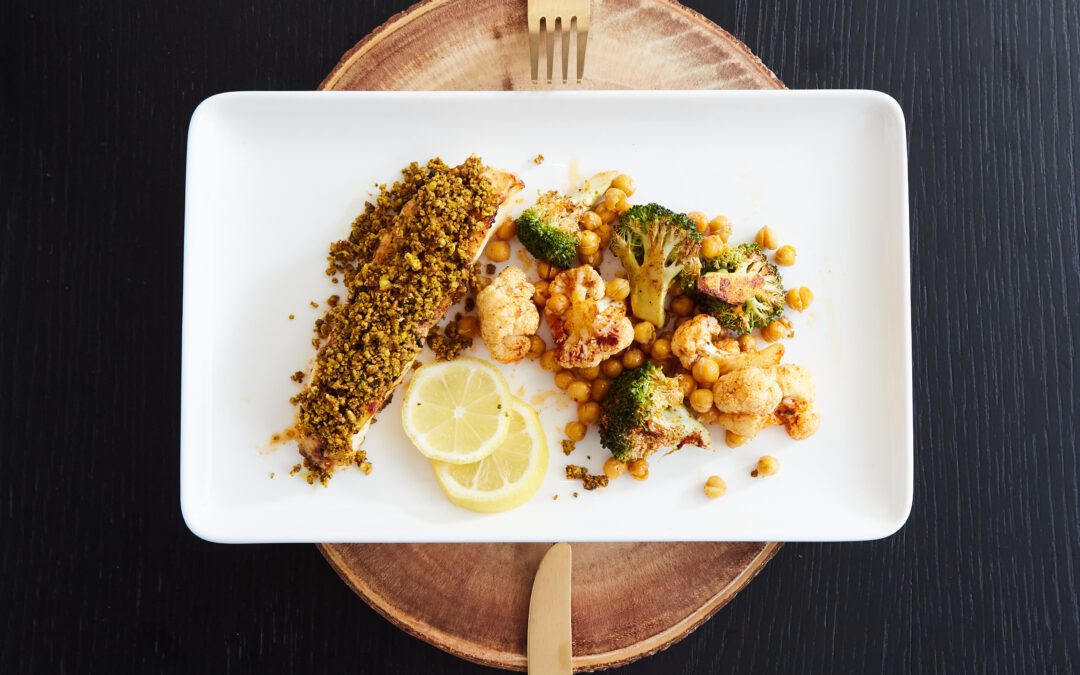Curry Crumbed Cod with Roasted Vegetables